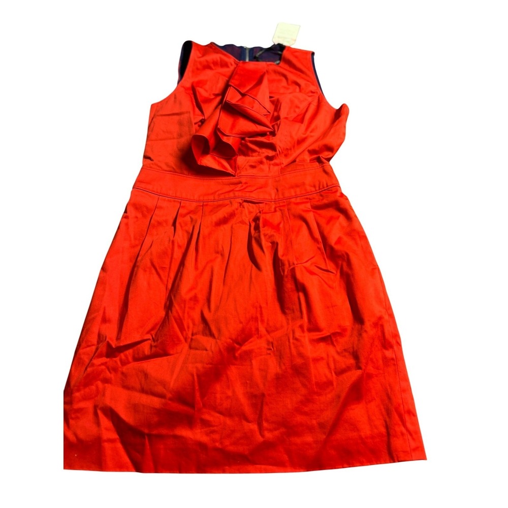 Marc New York Red Sleeveless Fit Flare Midi Dress with Ruffle Detail Size 10